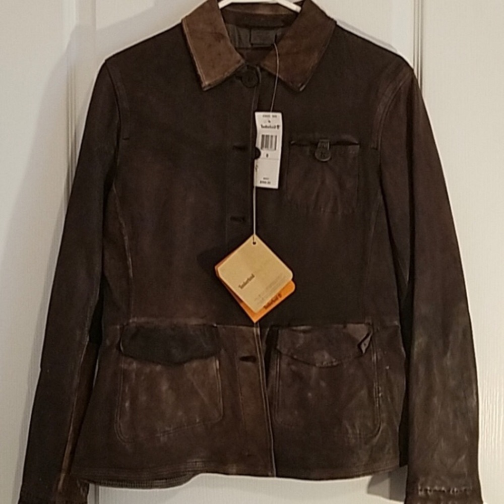 NWT Timberland Vintage Distressed Leather Field Jacket SZ: 8